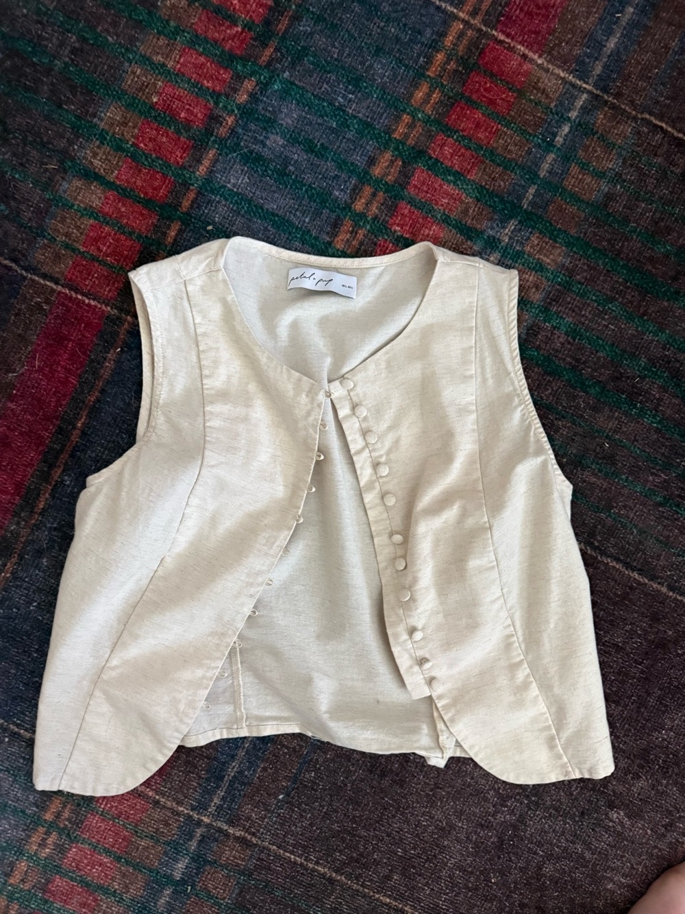 Petal & Pup Cream Button-Front Sleeveless Top